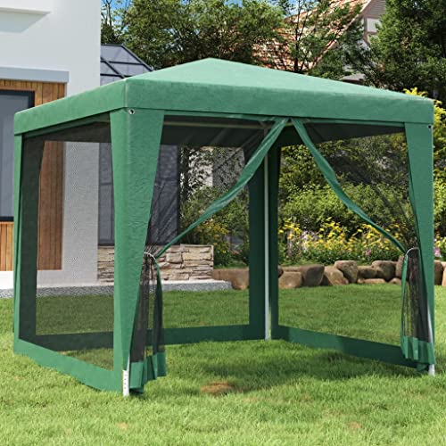 ChicAbode Partyzelt mit 4 Mesh-Seitenwänden Grün 2,5x2,5 m HDPE von ChicAbode