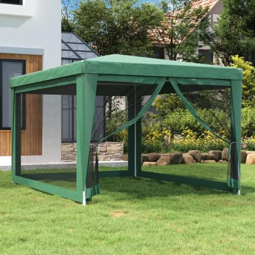 ChicAbode Partyzelt mit 4 Mesh-Seitenwänden Grün 3x4 m HDPE von ChicAbode