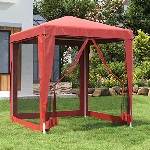 ChicAbode Partyzelt mit 4 Mesh-Seitenwänden Rot 2x2 m HDPE von ChicAbode