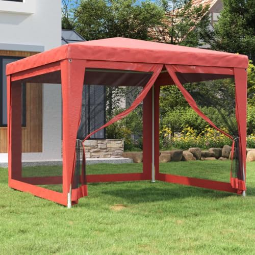 ChicAbode Partyzelt mit 4 Mesh-Seitenwänden Rot 3x3 m HDPE von ChicAbode