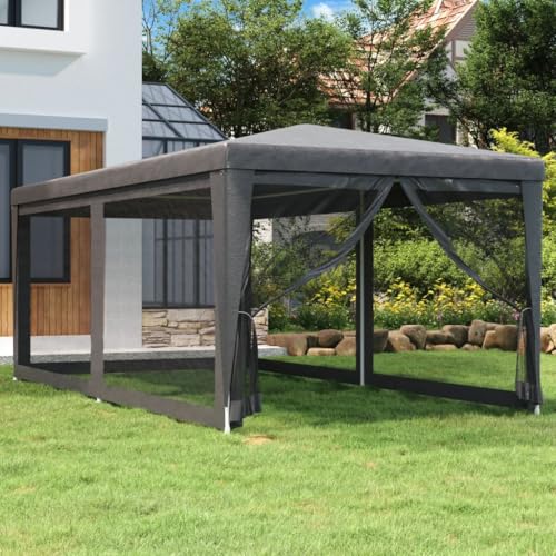 ChicAbode Partyzelt mit 6 Mesh-Seitenwänden Anthrazit 3x6 m HDPE von ChicAbode