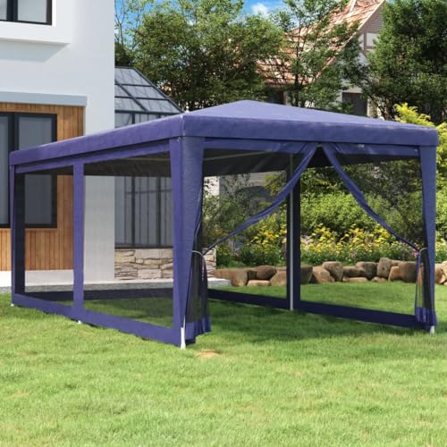 ChicAbode Partyzelt mit 6 Mesh-Seitenwänden Blau 3x6 m HDPE von ChicAbode