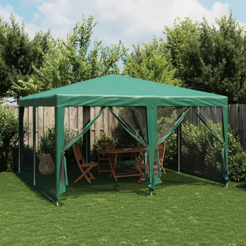 ChicAbode Partyzelt mit 8 Mesh-Seitenteilen Grün 4x4 m HDPE von ChicAbode
