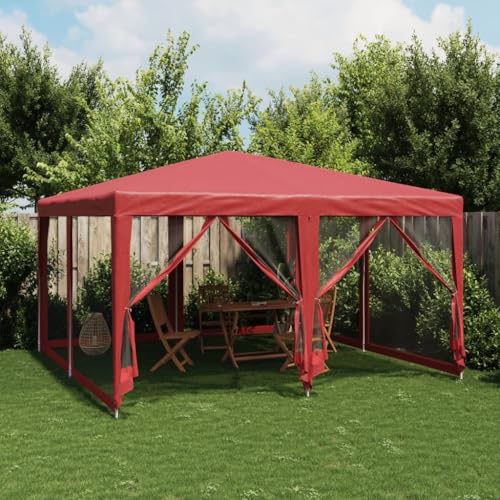 ChicAbode Partyzelt mit 8 Mesh-Seitenteilen Rot 4x4 m HDPE von ChicAbode
