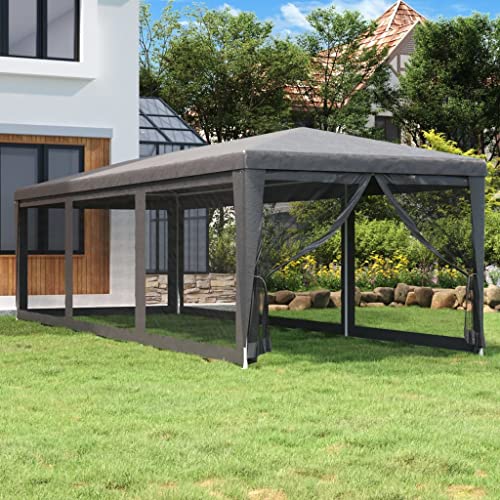 ChicAbode Partyzelt mit 8 Mesh-Seitenwänden Anthrazit 3x9 m HDPE von ChicAbode