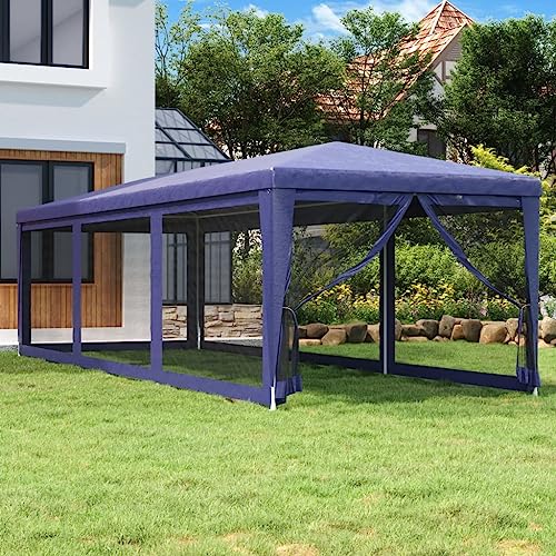 ChicAbode Partyzelt mit 8 Mesh-Seitenwänden Blau 3x9 m HDPE von ChicAbode