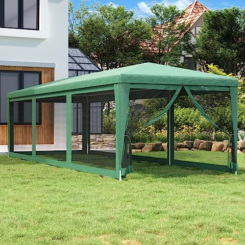 ChicAbode Partyzelt mit 8 Mesh-Seitenwänden Grün 3x9 m HDPE von ChicAbode