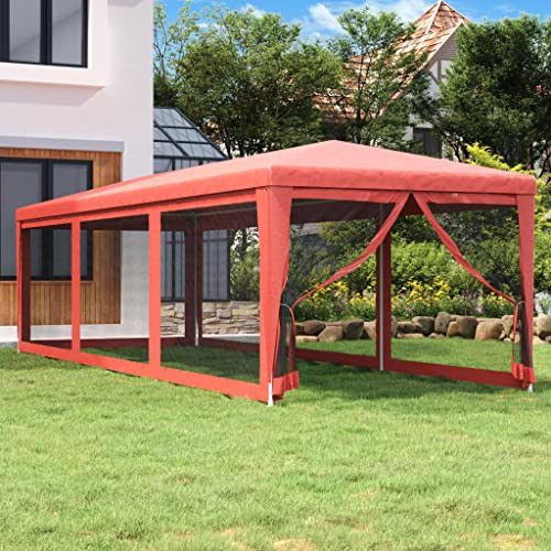 ChicAbode Partyzelt mit 8 Mesh-Seitenwänden Rot 3x9 m HDPE von ChicAbode