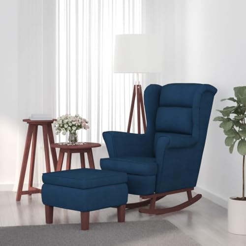 ChicAbode Schaukelsessel und Hocker mit Holzbeinen Blau Samt ChicAbode Schaukelsessel und Hocker mit Holzbeinen Blau Samt von ChicAbode