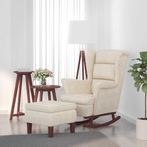 ChicAbode Schaukelsessel und Hocker mit Holzbeinen Creme Samt ChicAbode Schaukelsessel und Hocker mit Holzbeinen Creme Samt von ChicAbode