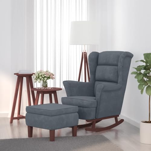ChicAbode Schaukelsessel und Hocker mit Holzbeinen Dunkelgrau Samt ChicAbode Schaukelsessel und Hocker mit Holzbeinen Dunkelgrau Samt von ChicAbode