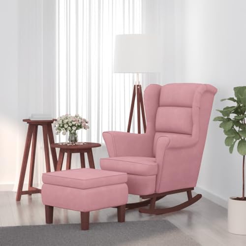 ChicAbode Schaukelsessel und Hocker mit Holzbeinen Rosa Samt ChicAbode Schaukelsessel und Hocker mit Holzbeinen Rosa Samt von ChicAbode