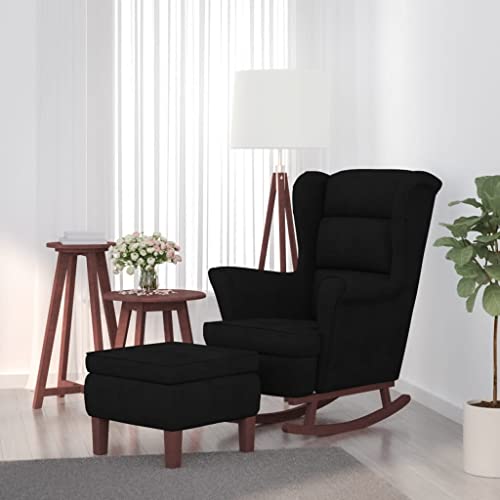 ChicAbode Schaukelsessel und Hocker mit Holzbeinen Schwarz Samt ChicAbode Schaukelsessel und Hocker mit Holzbeinen Schwarz Samt von ChicAbode
