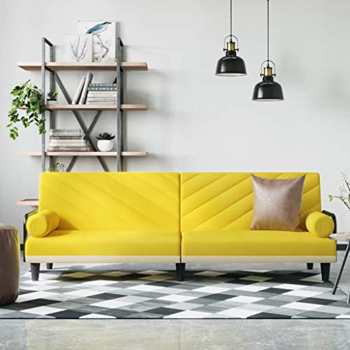 ChicAbode Schlafsofa Gästesofa Schlafsofa Bettsofa mit Armlehnen Hellgelb Stoff Sofabett von ChicAbode
