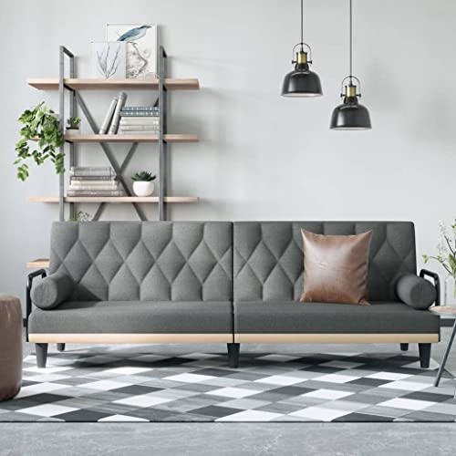 ChicAbode Schlafsofa Sofabett Gästesofa Schlafcouch Bettsofa mit Armlehnen Stoff Dunkelgrau von ChicAbode