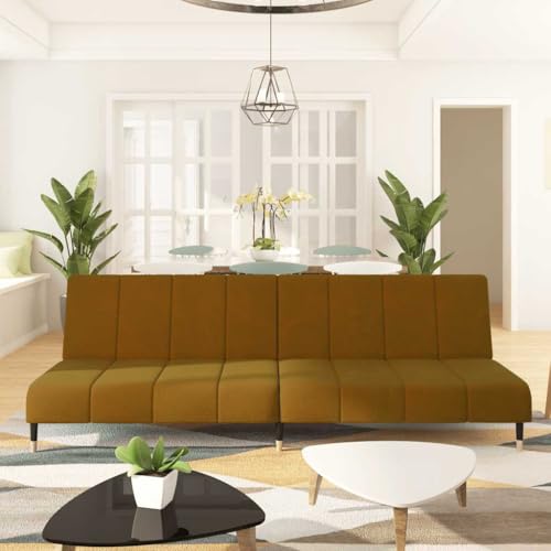 ChicAbode Schlafsofa Sofabett Gästesofa Schlafcouch Schlafsofa Bettsofa 2-Sitzer Braun Samt von ChicAbode
