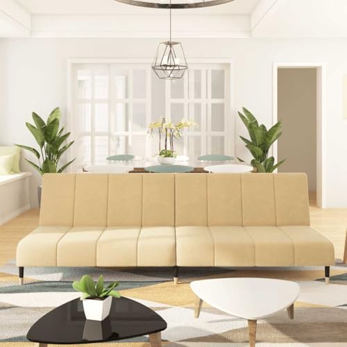 ChicAbode Schlafsofa Sofabett Gästesofa Schlafcouch Schlafsofa Bettsofa 2-Sitzer Creme Samt von ChicAbode