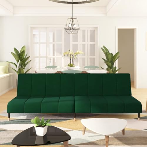 ChicAbode Schlafsofa Sofabett Gästesofa Schlafcouch Schlafsofa Bettsofa 2-Sitzer Dunkelgrün Samt von ChicAbode