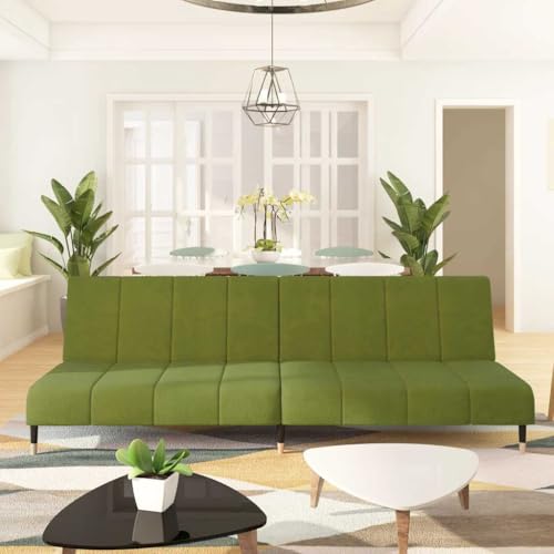 ChicAbode Schlafsofa Sofabett Gästesofa Schlafcouch Schlafsofa Bettsofa 2-Sitzer Hellgrün Samt von ChicAbode