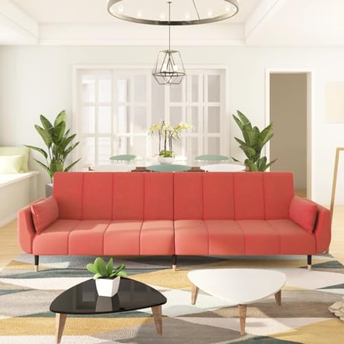 ChicAbode Schlafsofa Sofabett Gästesofa Schlafcouch Schlafsofa Bettsofa 2-Sitzer mit 2 Kissen Rosa Samt von ChicAbode