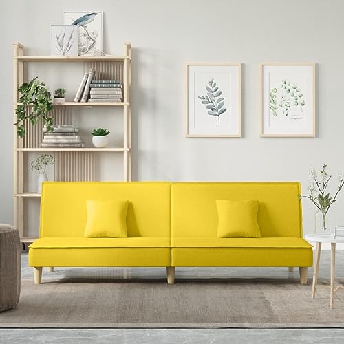 ChicAbode Schlafsofa Sofabett Gästesofa Schlafcouch Schlafsofa Bettsofa Hellgelb Stoff von ChicAbode