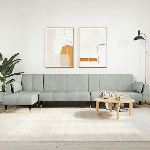 ChicAbode Schlafsofa Sofabett Gästesofa Schlafcouch Schlafsofa Bettsofa in L-Form Hellgrau 275x140x70 cm Samt von ChicAbode