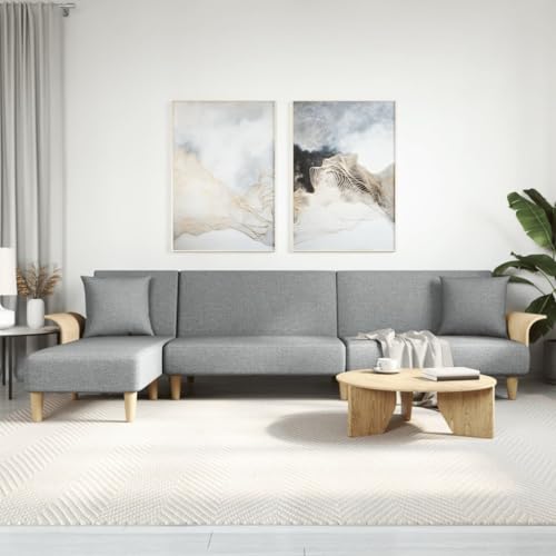 ChicAbode Schlafsofa Sofabett Gästesofa Schlafcouch Schlafsofa Bettsofa in L-Form Hellgrau 279x140x70 cm Stoff von ChicAbode