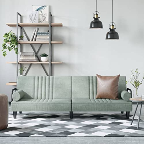 ChicAbode Schlafsofa Sofabett Gästesofa Schlafcouch Schlafsofa Bettsofa mit Armlehnen Couch für Wohnzimmer Hellgrau Samt von ChicAbode