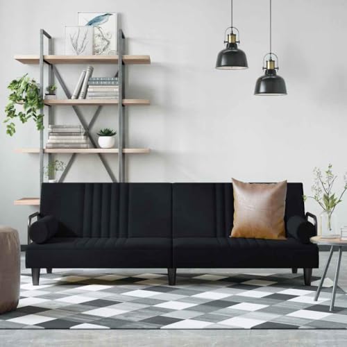 ChicAbode Schlafsofa Sofabett Gästesofa Schlafcouch Schlafsofa Bettsofa mit Armlehnen Couch für Wohnzimmer Schwarz Samt von ChicAbode