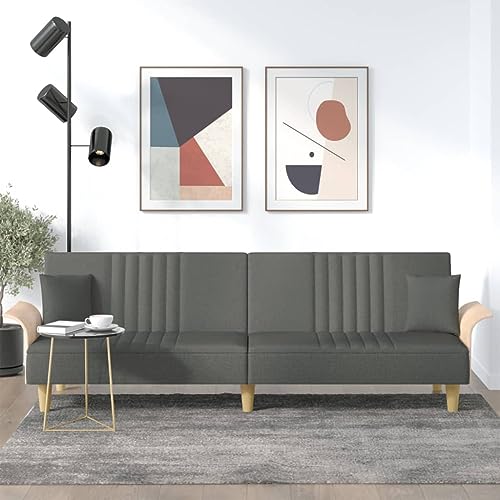 ChicAbode Schlafsofa Sofabett Gästesofa Schlafcouch Schlafsofa Bettsofa mit Armlehnen Dunkelgrau Stoff Couch für Wohnzimmer von ChicAbode