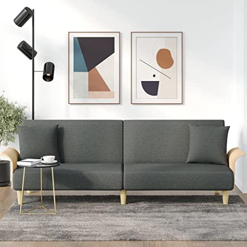 ChicAbode Schlafsofa Sofabett Gästesofa Schlafcouch Schlafsofa Bettsofa mit Armlehnen Dunkelgrau Stoff von ChicAbode