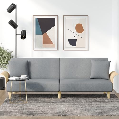 ChicAbode Schlafsofa Sofabett Gästesofa Schlafcouch Schlafsofa Bettsofa mit Armlehnen Hellgrau Stoff von ChicAbode