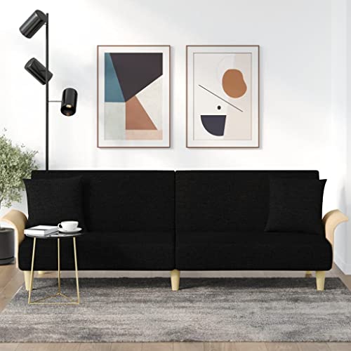 ChicAbode Schlafsofa Sofabett Gästesofa Schlafcouch Schlafsofa Bettsofa mit Armlehnen Schwarz Stoff von ChicAbode