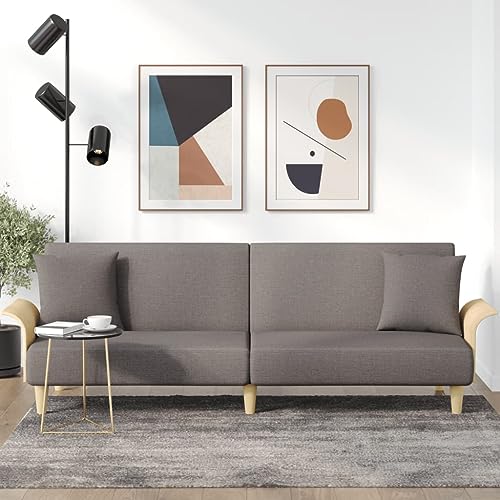 ChicAbode Schlafsofa Sofabett Gästesofa Schlafcouch Schlafsofa Bettsofa mit Armlehnen Taupe Stoff von ChicAbode