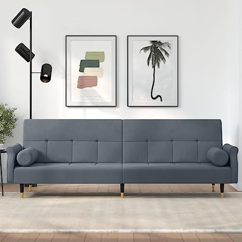 ChicAbode Schlafsofa Sofabett Gästesofa Schlafcouch Schlafsofa Bettsofa mit Kissen Dunkelgrau Samt von ChicAbode