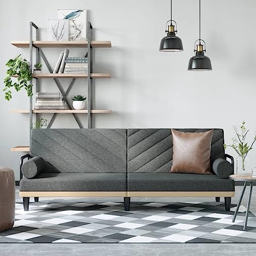 ChicAbode Schlafsofa Sofabett Gästesofa Schlafcouch Schlafsofa Couch für Wohnzimmer Bettsofa mit Armlehnen Dunkelgrau Stoff von ChicAbode