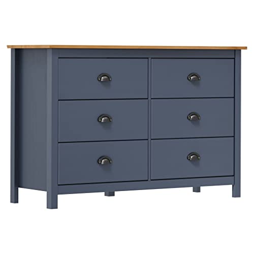 ChicAbode Sideboard Hill Grau 125x40x80 cm Massivholz Kiefer von ChicAbode