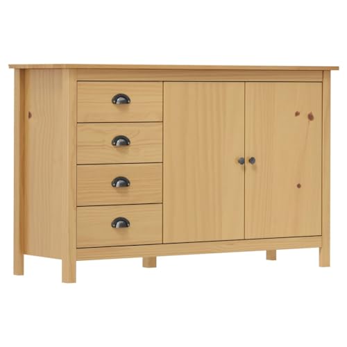 ChicAbode Sideboard Hill Honigbraun 130x40x80 cm Massivholz Kiefer von ChicAbode