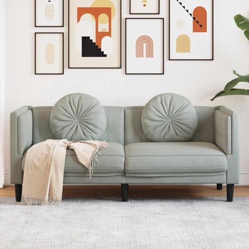ChicAbode Sofa mit Kissen 2-Sitzer Hellgrau Samt von ChicAbode