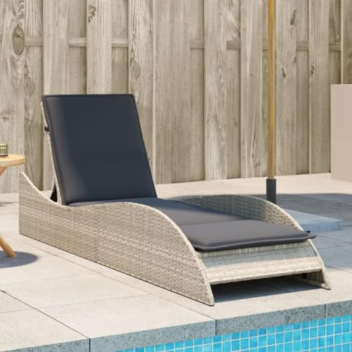 ChicAbode Sonnenliege mit Auflage Hellgrau 60x205x73 cm Poly Rattan Doppelliege Verstellbare Rückenlehne, Gartenmöbel Strandliege Stahlrahmen ChicAbode Sonnenliege mit Auflage Hellgrau 60x205x73 cm Poly Rattan Doppelliege Verstellbare Rückenlehne, Gartenmöbel Strandliege Stahlrahmen von ChicAbode