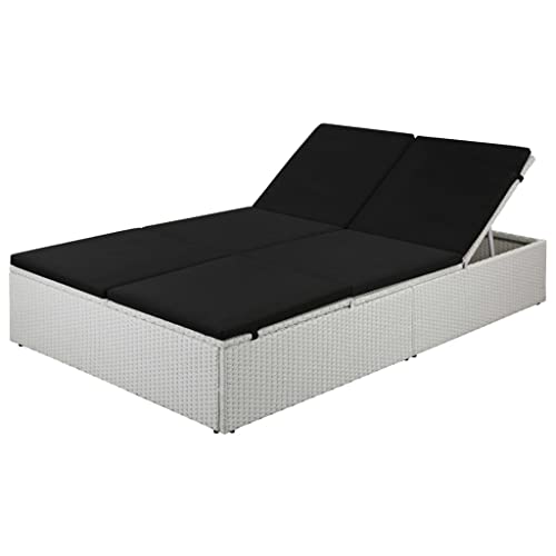 ChicAbode Sonnenliege mit Auflage Poly Rattan Gartenliege Relaxliege Gartenmöbel Liege Freizeitliege Strandliege Liegestuhl Schwarz von ChicAbode