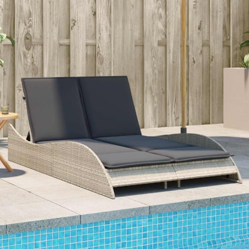 ChicAbode Sonnenliege mit Auflagen Hellgrau 114x205x73 cm Poly Rattan Doppelliege Verstellbare Rückenlehne, Gartenmöbel Strandliege Stahlrahmen ChicAbode Sonnenliege mit Auflagen Hellgrau 114x205x73 cm Poly Rattan Doppelliege Verstellbare Rückenlehne, Gartenmöbel Strandliege Stahlrahmen von ChicAbode