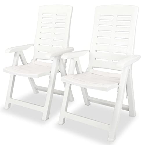 ChicAbode Verstellbare Gartenstühle 2 STK. Kunststoff Gartenstuhl Verstellbar Witterungsbeständig Hochlehner Klappstuhl Liegestuhl Klappsessel Gartenstühle Stuhl Stühle Weiß von ChicAbode