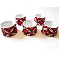 Keramik Eierbecher Set 5 Teilig Vintage Bavaria Porzellan Rustikal Cottage Karo Design Mid Century 1960Er Modern Kitchen Dekor von ChicAndAntiques