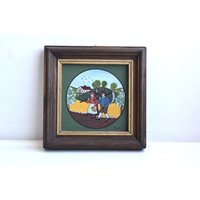 Vintage Oli Gemälde Holzrahmen Rustikal Paar Landschaft Bild Handgemalte Wandbehang Dekor Europäisch Mcm Cottage Core Bauernhaus Kunst von ChicAndAntiques