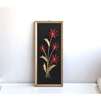 Vintage Rote Blume Holz Gerahmt Bild Wand Kunst Mcm Dekor Floral Arrangement Wandbehang Getrocknete Herbarium Natur Pflanzen Familie Geschenk von ChicAndAntiques