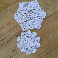 21 Und 16 cm, Set Aus Gehäkelten Tischsets Weißer Baumwolle Im Vintage-stil von ChicMemere