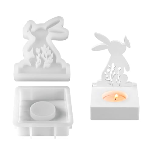 ChicOasis Silikonformen Gießformen Ostern Kerzenhalter, Hase Kerzen Gießen Gipsformen, Osterhase Ei DIY Silikon Giessformen für Kerzenhalter Kerzen Handwerk (2 Stück B) von ChicOasis