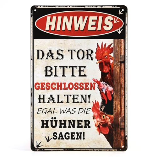 Retro Hühner Schild - Blechschild Hühner Zubehör, vintage Metallschilder Hühner Deko für den Hühnerstall, Garten Schild, lustige Schilder mit Sprüchen, 20x30cm Retro Hühner Schild - Blechschild Hühner Zubehör, vintage Metallschilder Hühner Deko für den Hühnerstall, Garten Schild, lustige Schilder mit Sprüchen, 20x30cm von ChicOasis