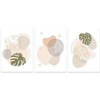Chicresult 3Er Boho Poster Set 05 - Moderne Bilder Für Wohnzimmer, Wandbilder Boho Wanddeko | 3 X Din A4 Ohne Bilderrahmen von ChicResult